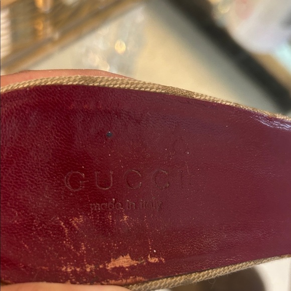 Gucci Women's Burgundy and Tan Heels Size 36 AUTHENTIC - Picture 2 of 8
